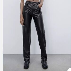 Zara straight leg leather pants